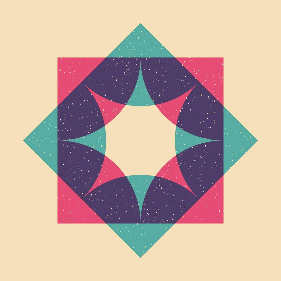 Geometric object  with riso print effect. Vector. Graphic element  for fabric, textile, clothing, wrapping paper, wallpaper, poster. Graphic element.  Perfect For your own decoration or design vector
