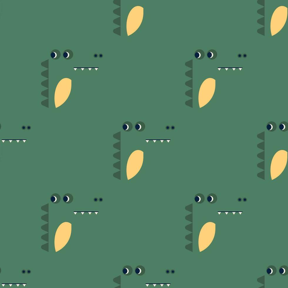 Seamless vector  pattern with cute crocodile character. Cute vector illustration for kids. Perfect print for fabric, textile, wallpaper, poster, postcard and gift wrapping. Pastel colors