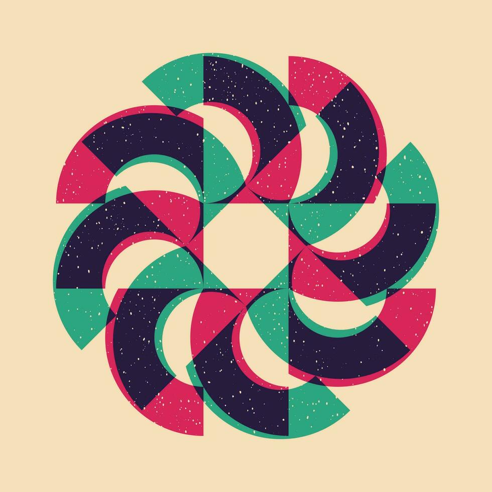 Geometric object  with riso print effect. Vector. Graphic element  for fabric, textile, clothing, wrapping paper, wallpaper, poster. Graphic element.  Perfect For your own decoration or design vector