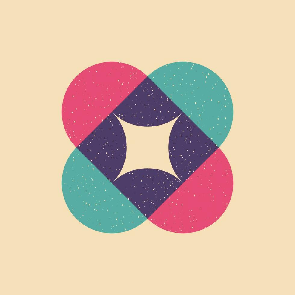 Geometric object  with riso print effect. Vector. Graphic element  for fabric, textile, clothing, wrapping paper, wallpaper, poster. Graphic element.  Perfect For your own decoration or design vector