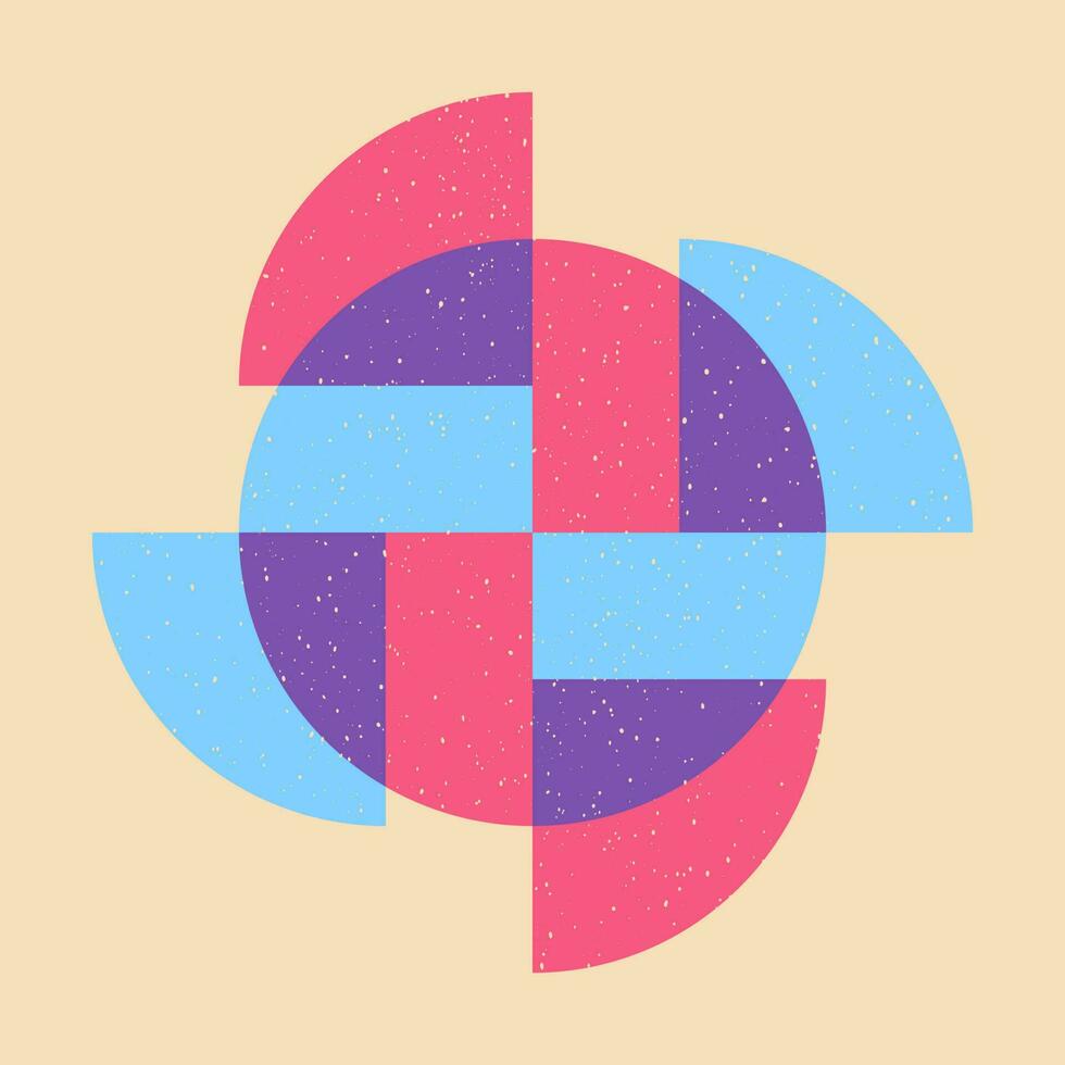 Geometric object  with riso print effect. Vector. Graphic element  for fabric, textile, clothing, wrapping paper, wallpaper, poster. Graphic element.  Perfect For your own decoration or design vector