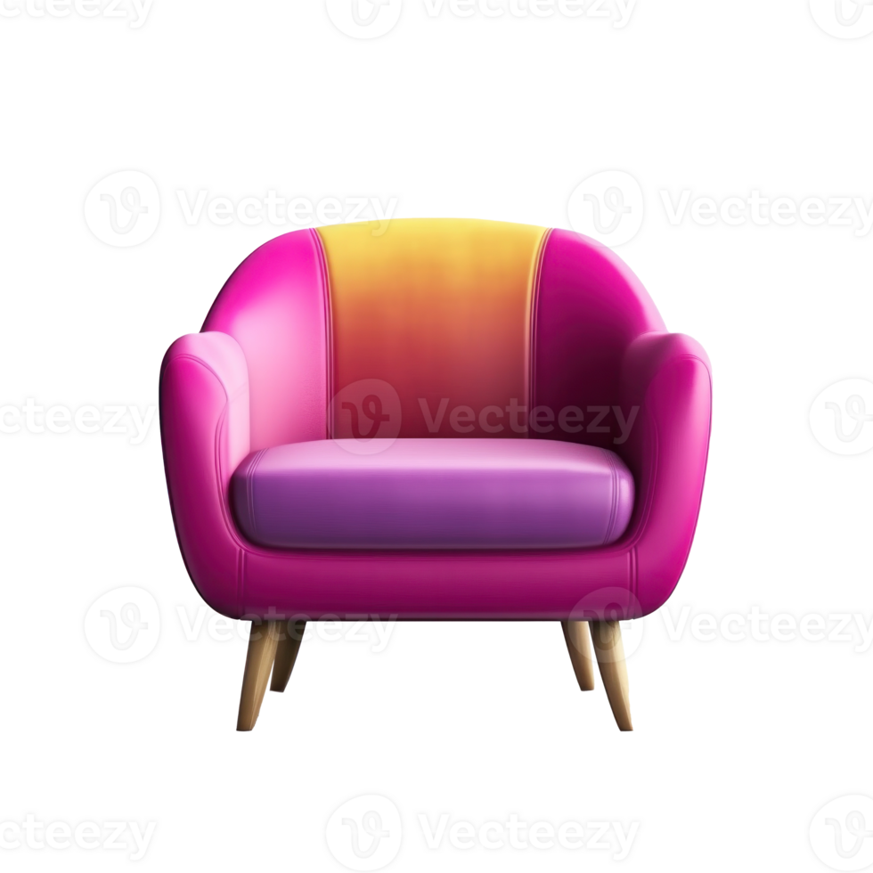 Modern vivid armchair isolated. Illustration png