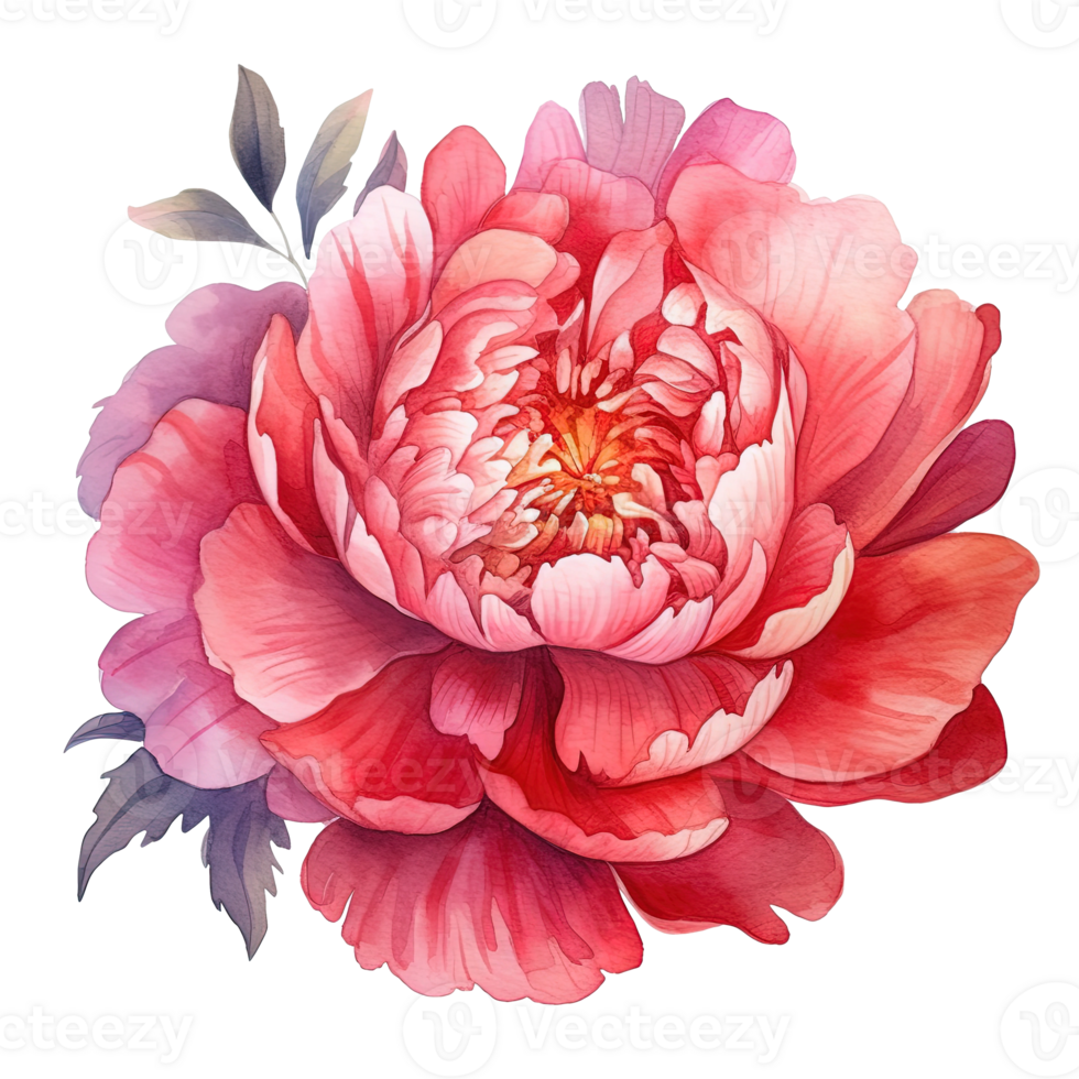 Watercolor beautiful peony flower. Illustration png