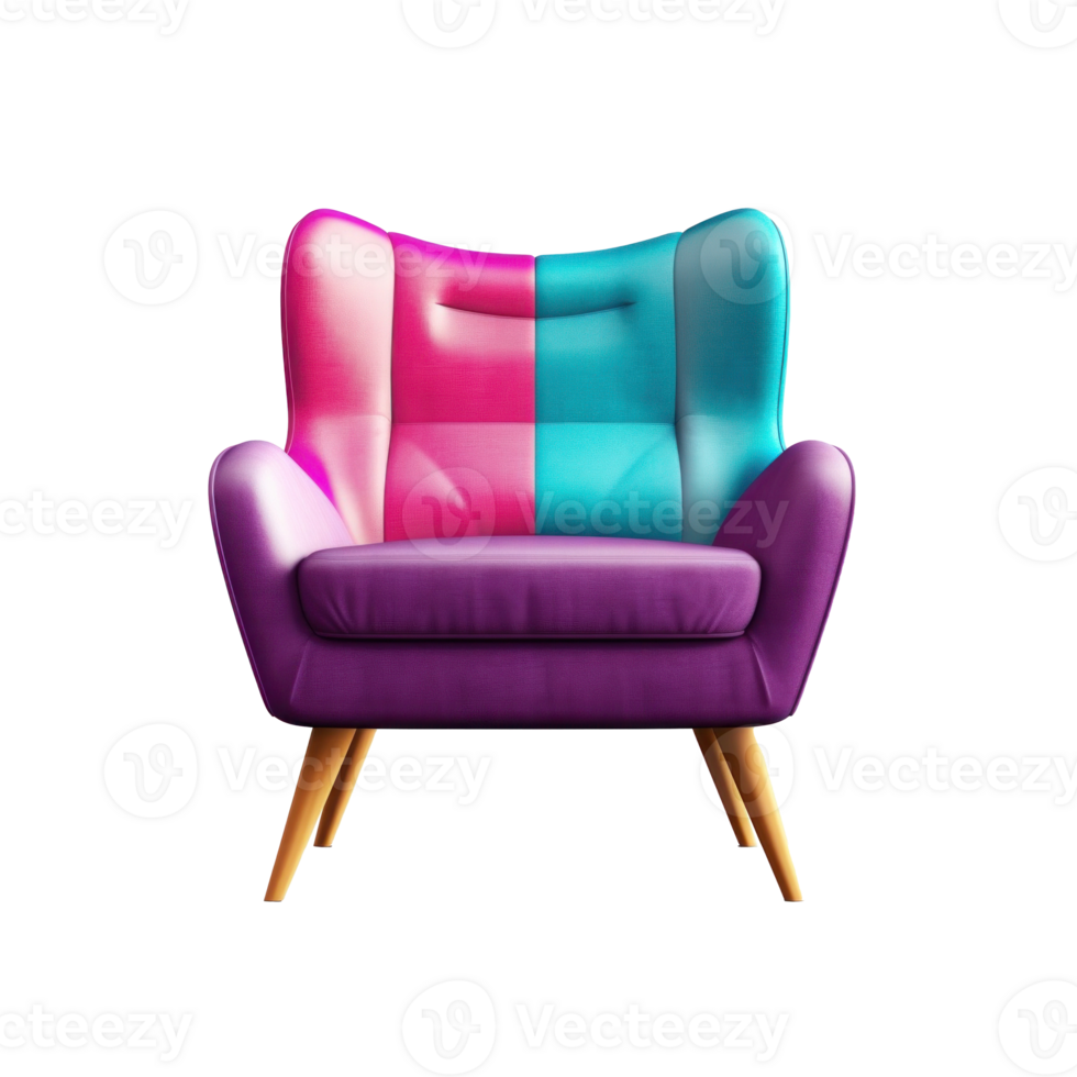 Modern vivid armchair isolated. Illustration png