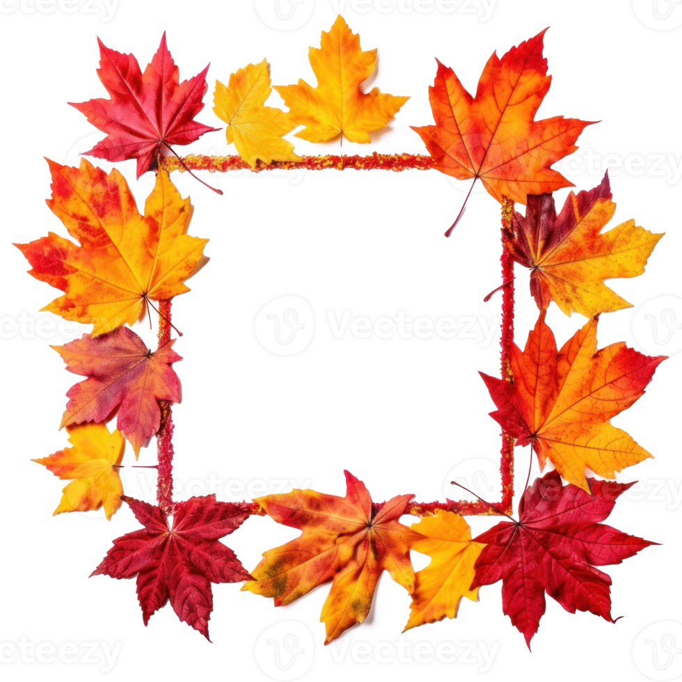 Autumn leaves frame. Illustration png