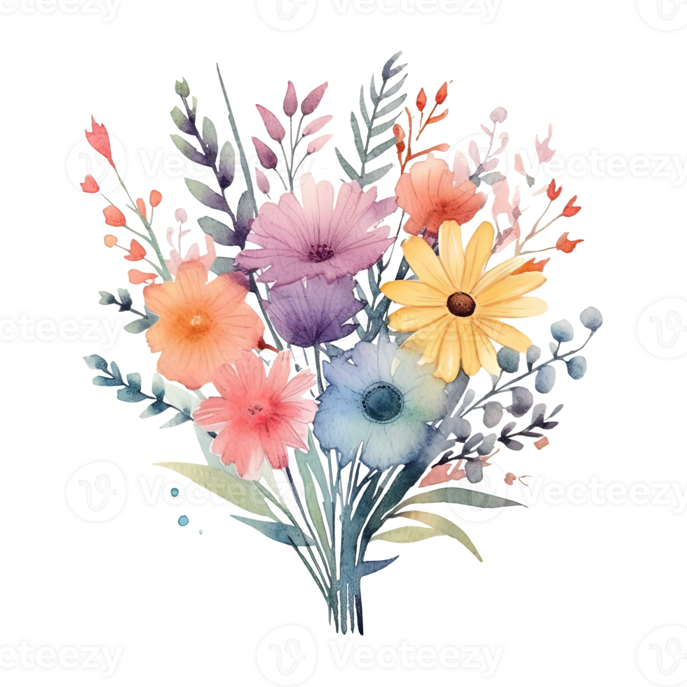 Watercolor flower bouquet. Illustration png