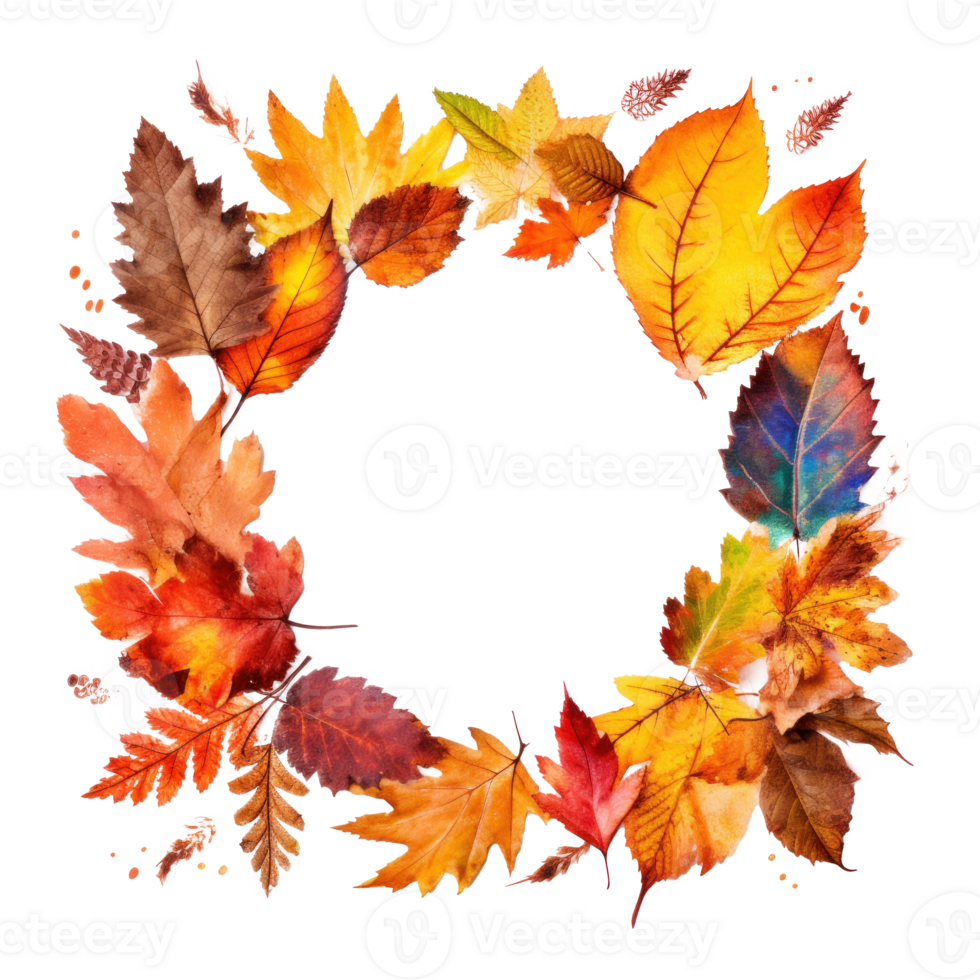 Autumn leaves frame. Illustration png