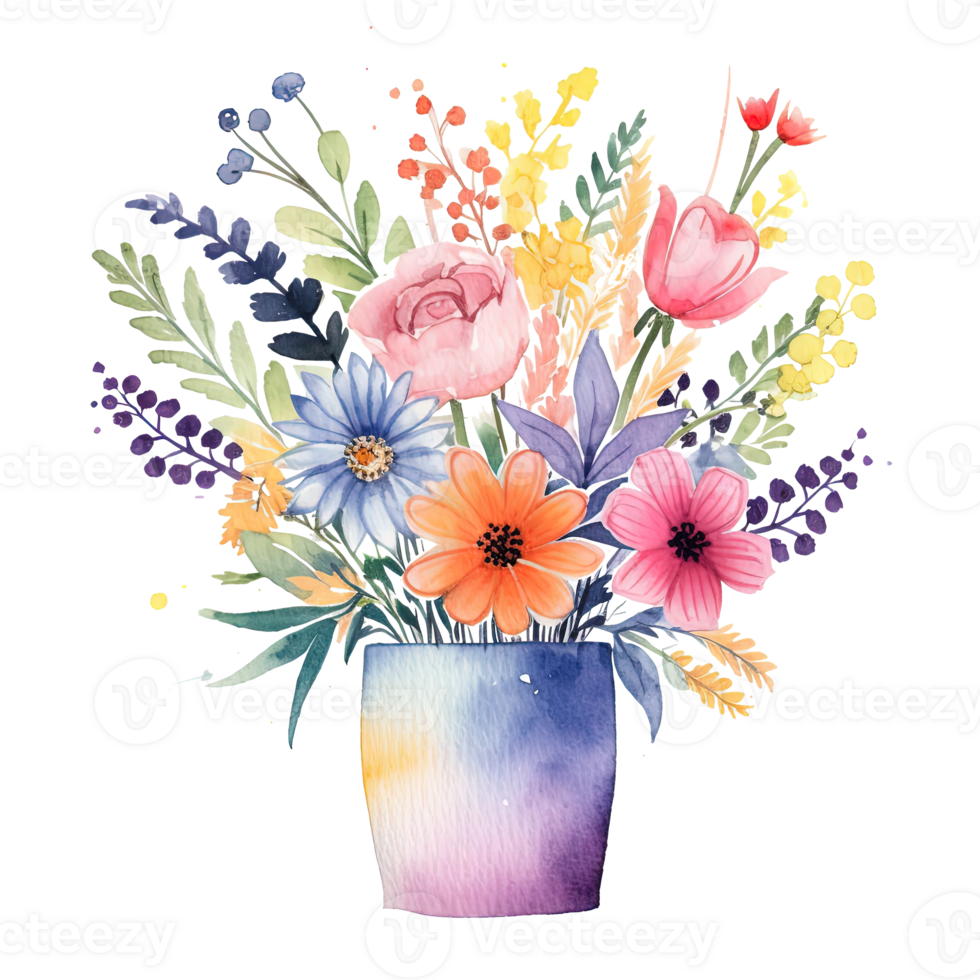 Watercolor flower bouquet. Illustration png