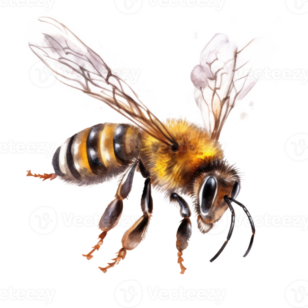 Honey bee isolated. Illustration AI Generative png