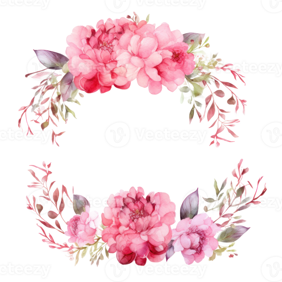 Watercolor pink floral wreath. Illustration AI Generative 24678245 PNG