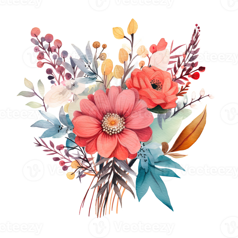 Watercolor flower bouquet. Illustration png