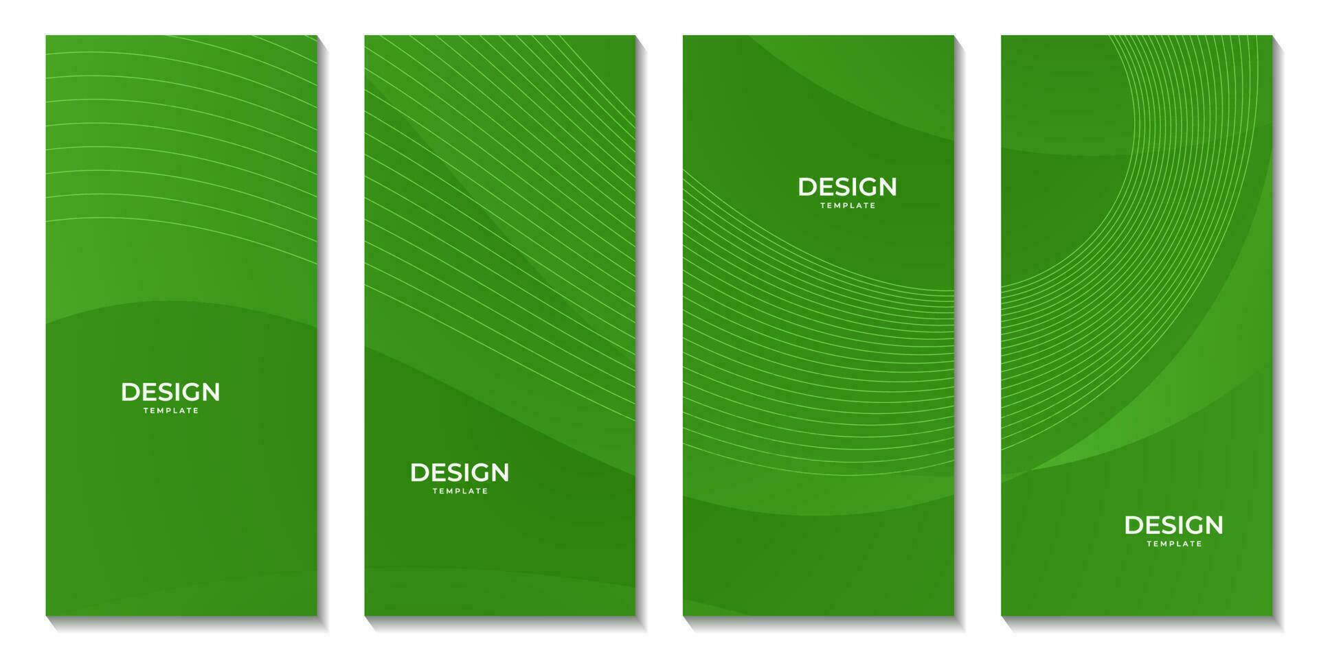 abstract brochures set green gradient colorful wave background for business vector