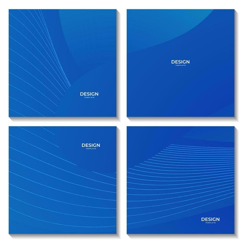 set of squares abstract blue gradient background with waves for business vector