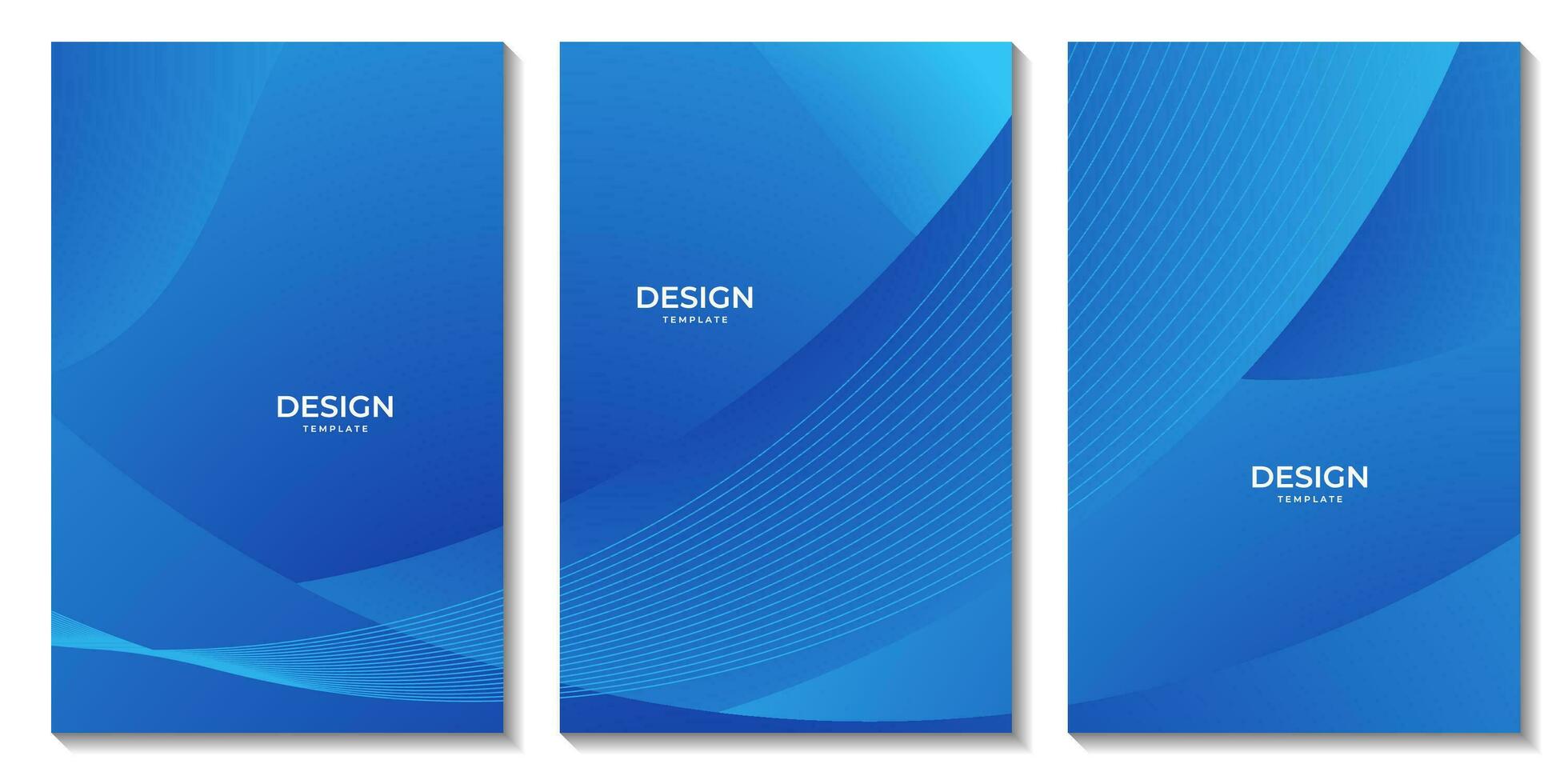 set of flyers with abstract blue wave gradient background for business presentation vector