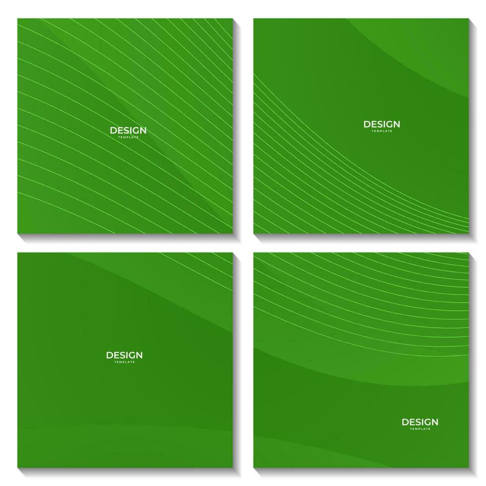 abstract squares set green gradient colorful wave background for business vector