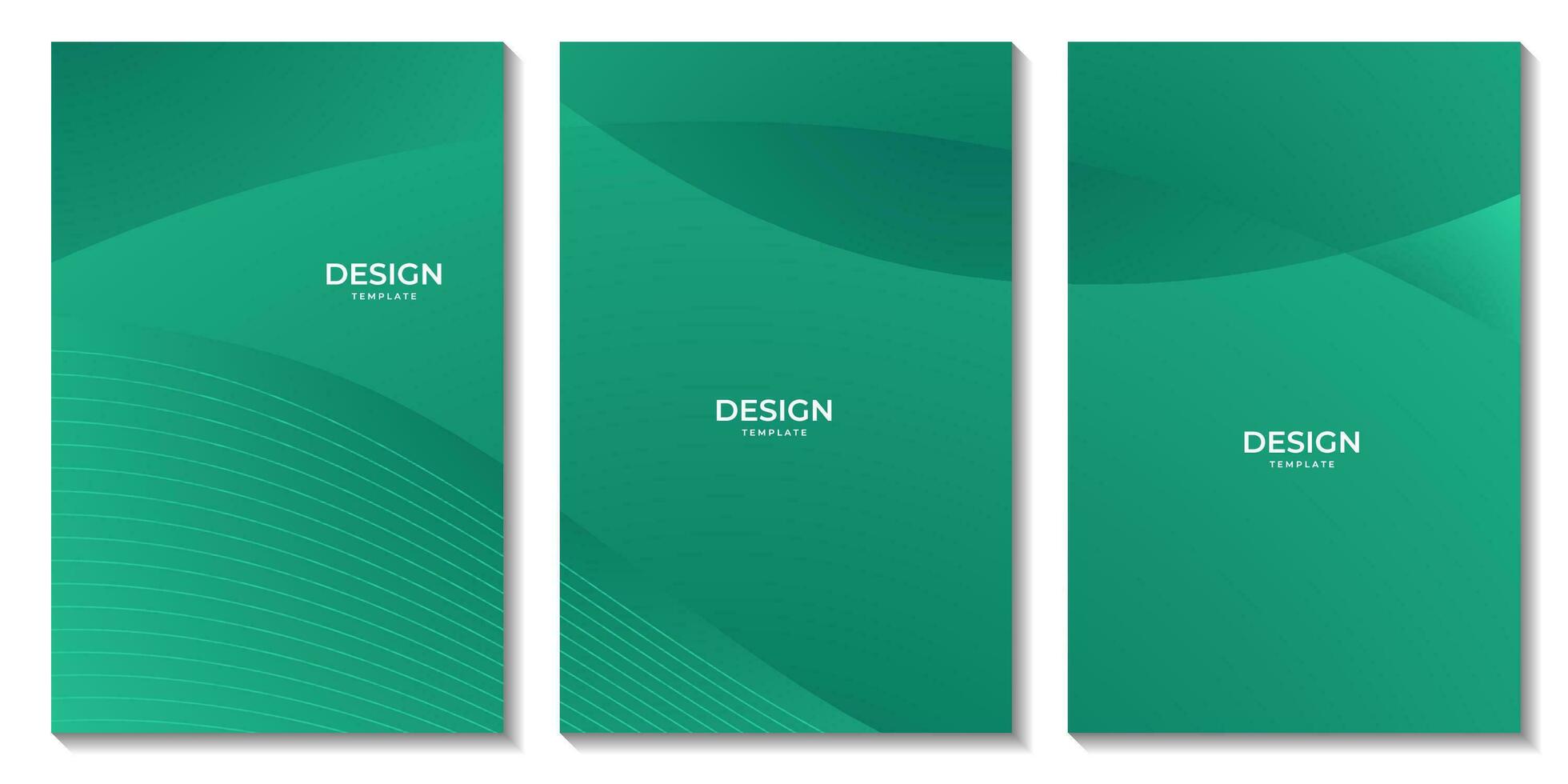 set of flyers abstract green background with waves for business vector