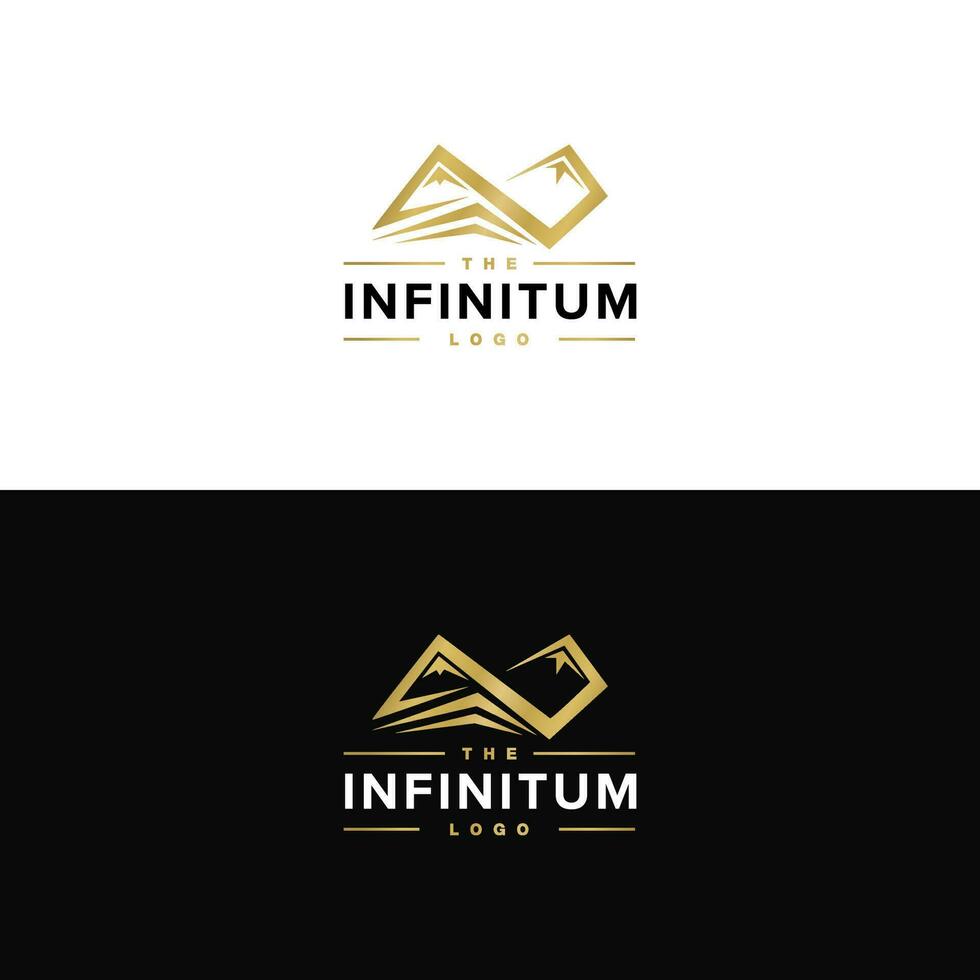 logo for beautiful and classy investment company with infinity mountain and building vector