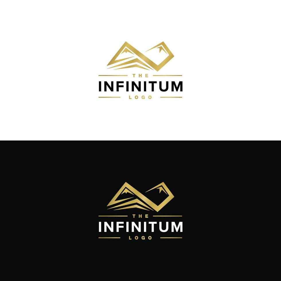 logo para hermosa y de buen tono inversión empresa con infinito montaña y edificio vector