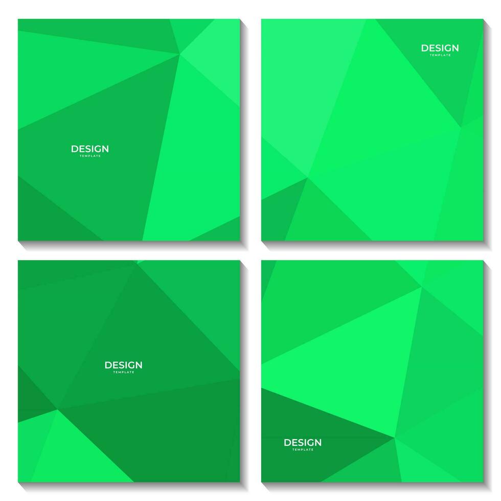 set of squares abstract triangles green background. vector illustration.