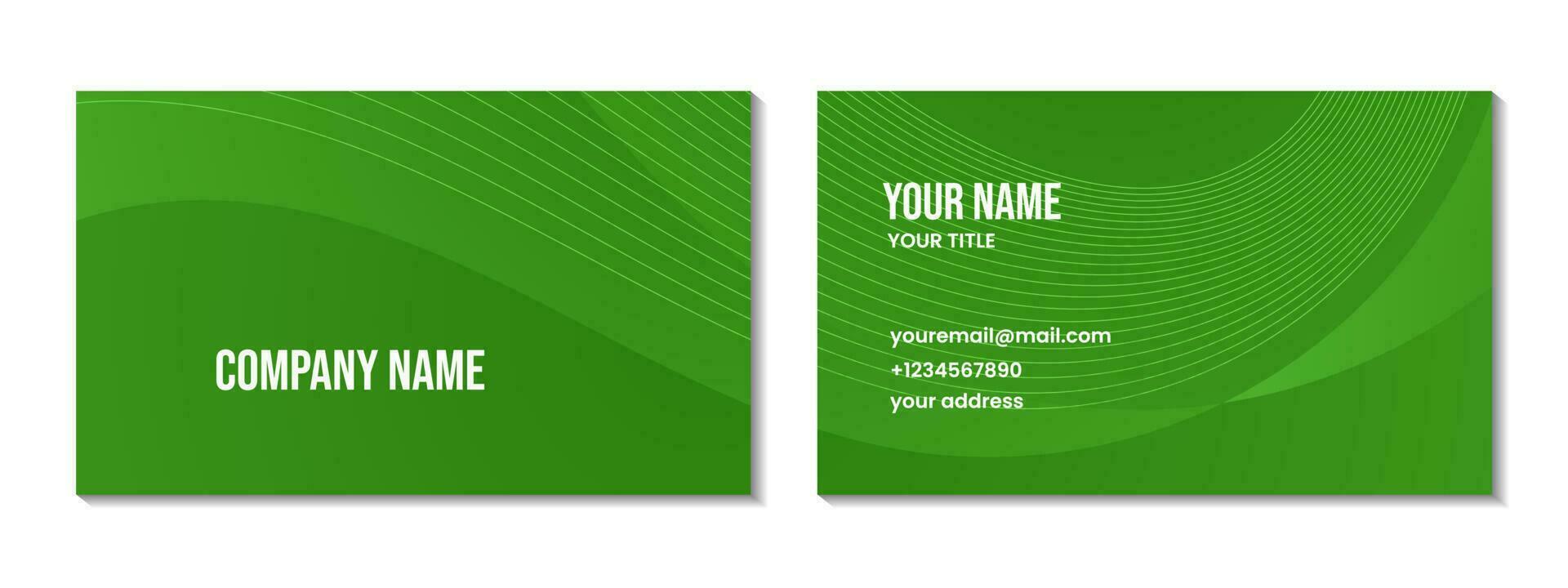 abstract business card design with green gradient colorful wave background for business vector