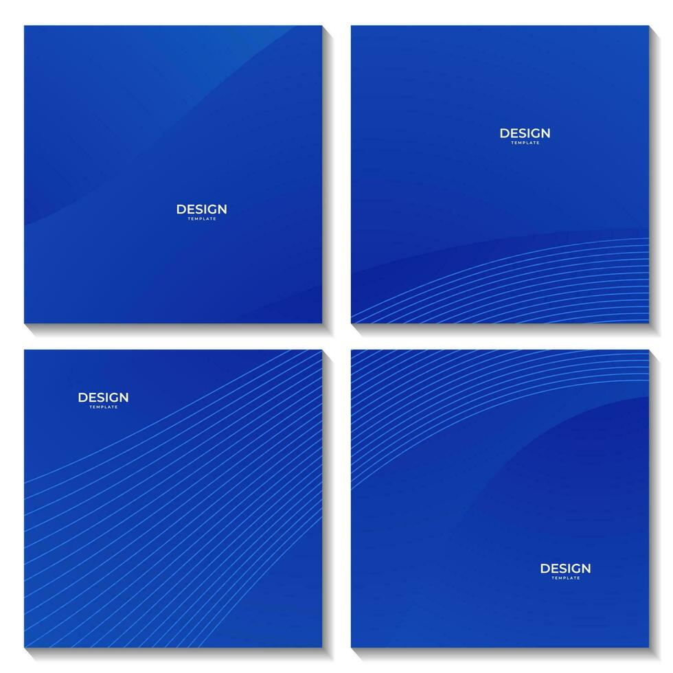 set of squares abstract blue wave gradient background for business vector