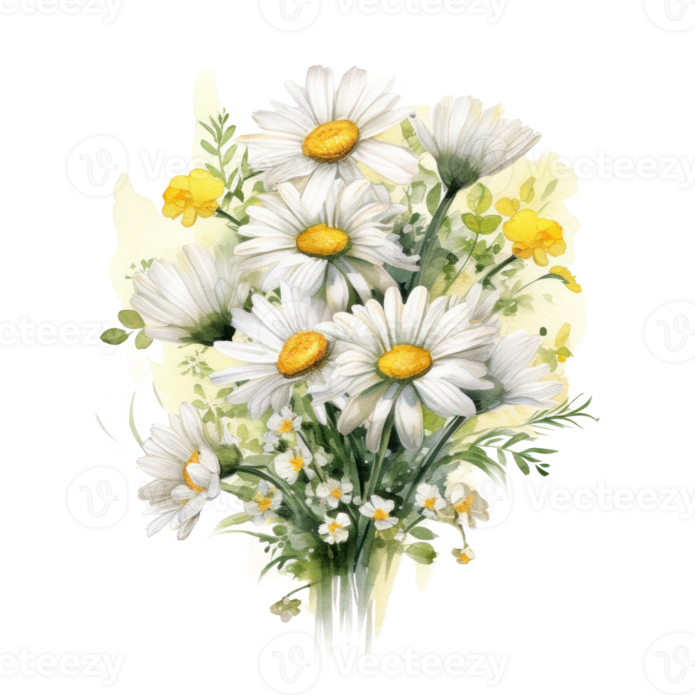 Watercolor chamomile isolated. Illustration png