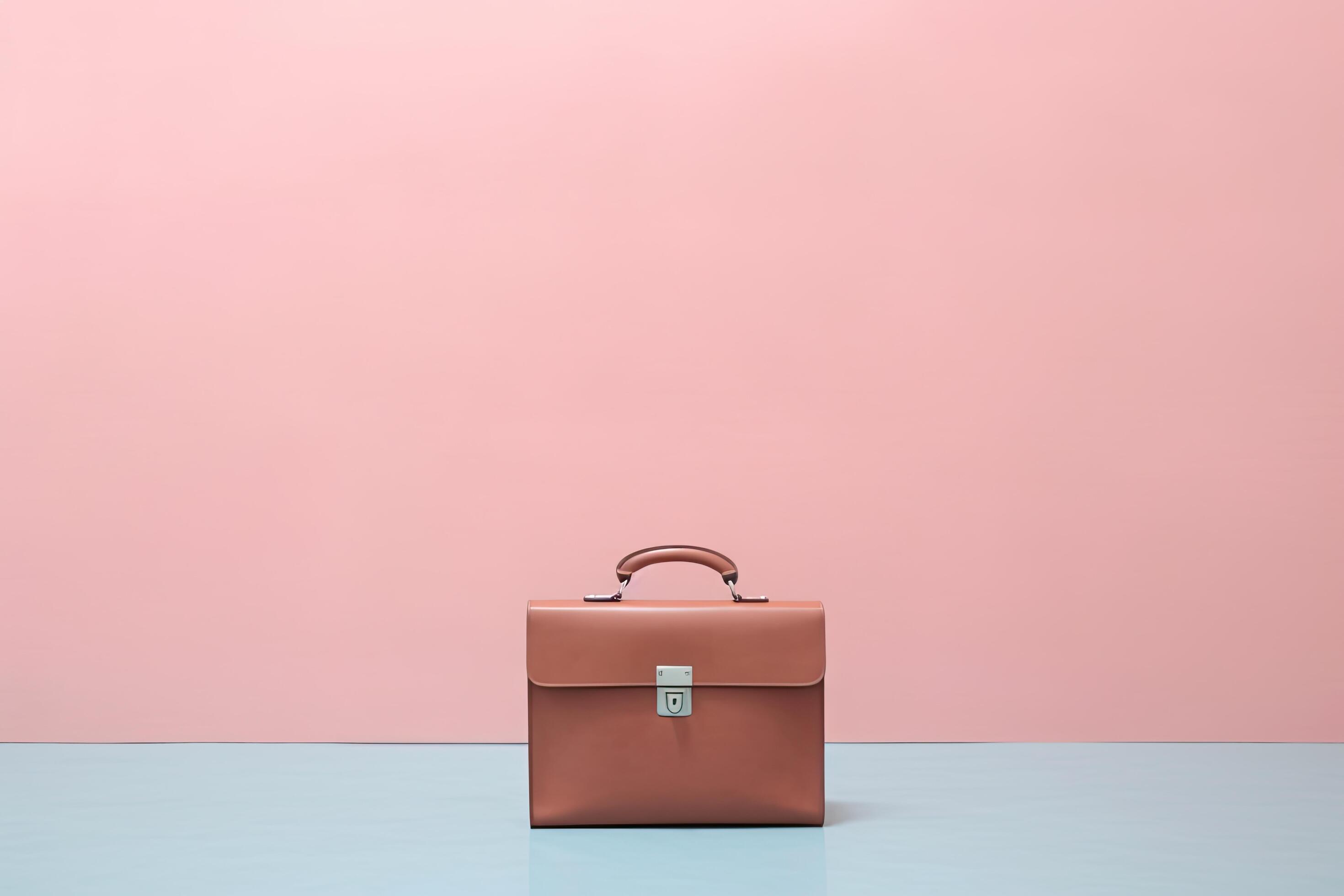 0288. Briefcase in front of light pastel wall. Generative AI 24678526