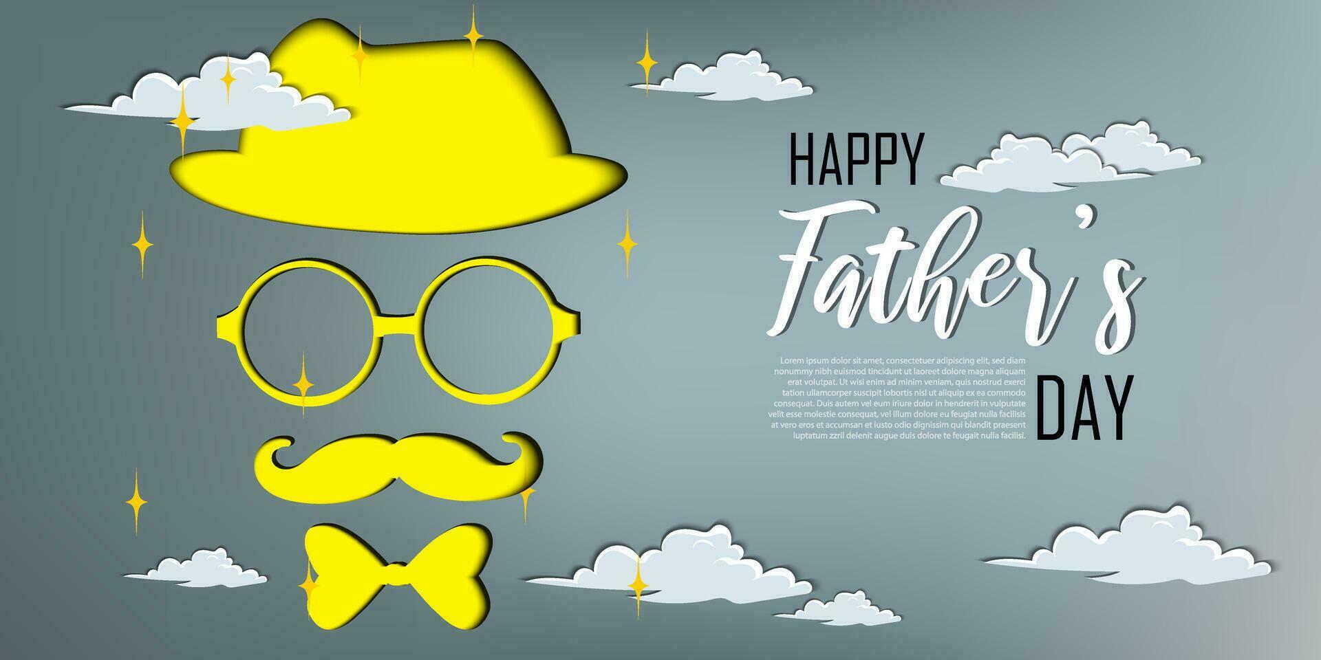 happy fathers day paper cut out illustration vector