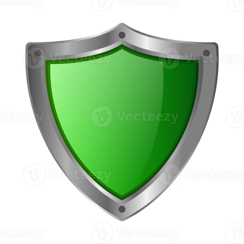 3d green metal shield icon png