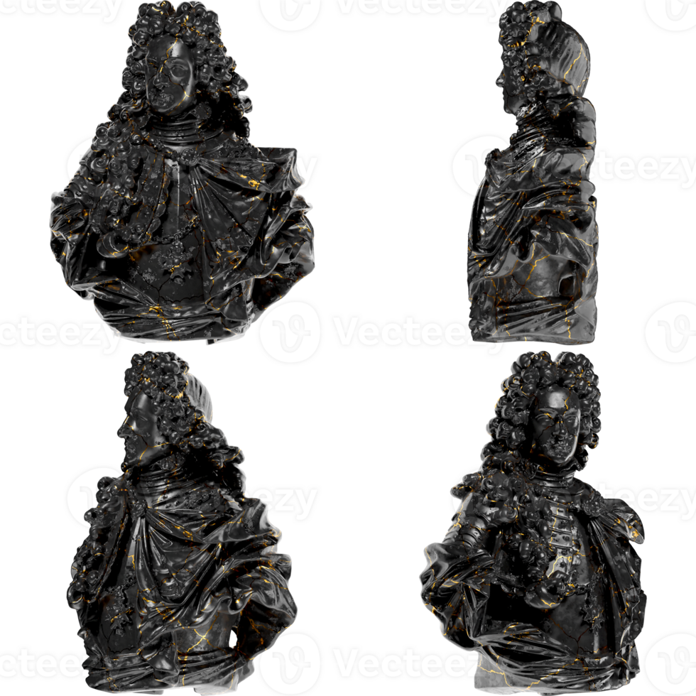 Captain Moritz Hartmann Black glossy marble and gold statue. Perfect for graphic design, promotions png