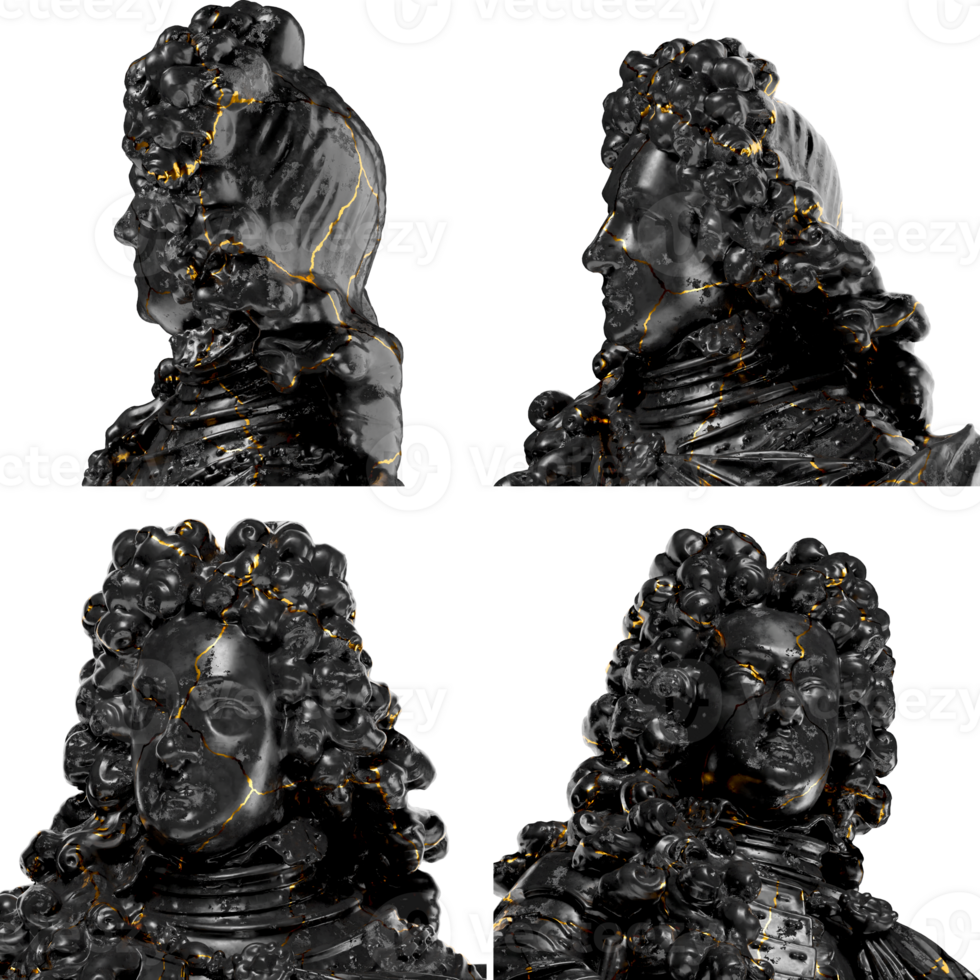 Captain Moritz Hartmann Black glossy marble and gold statue. Perfect for graphic design, promotions png
