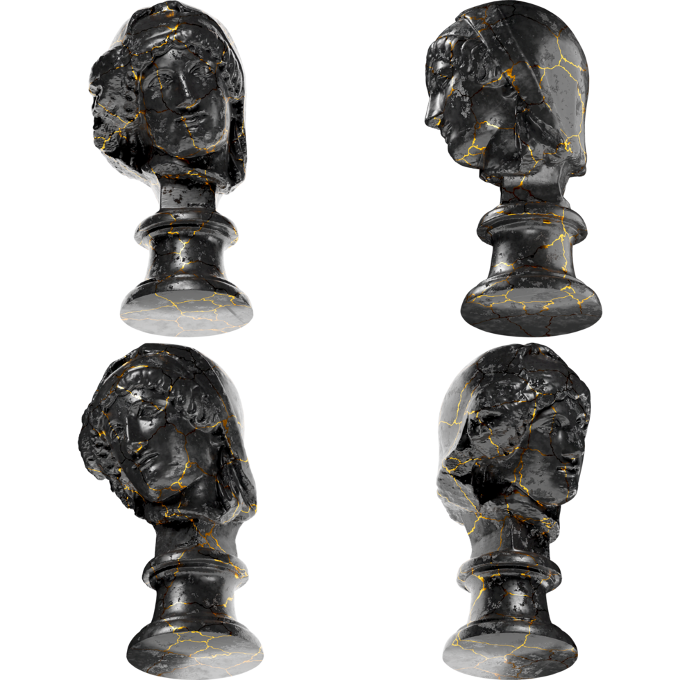 the Mourning Penelope A captivating black marble statue with golden