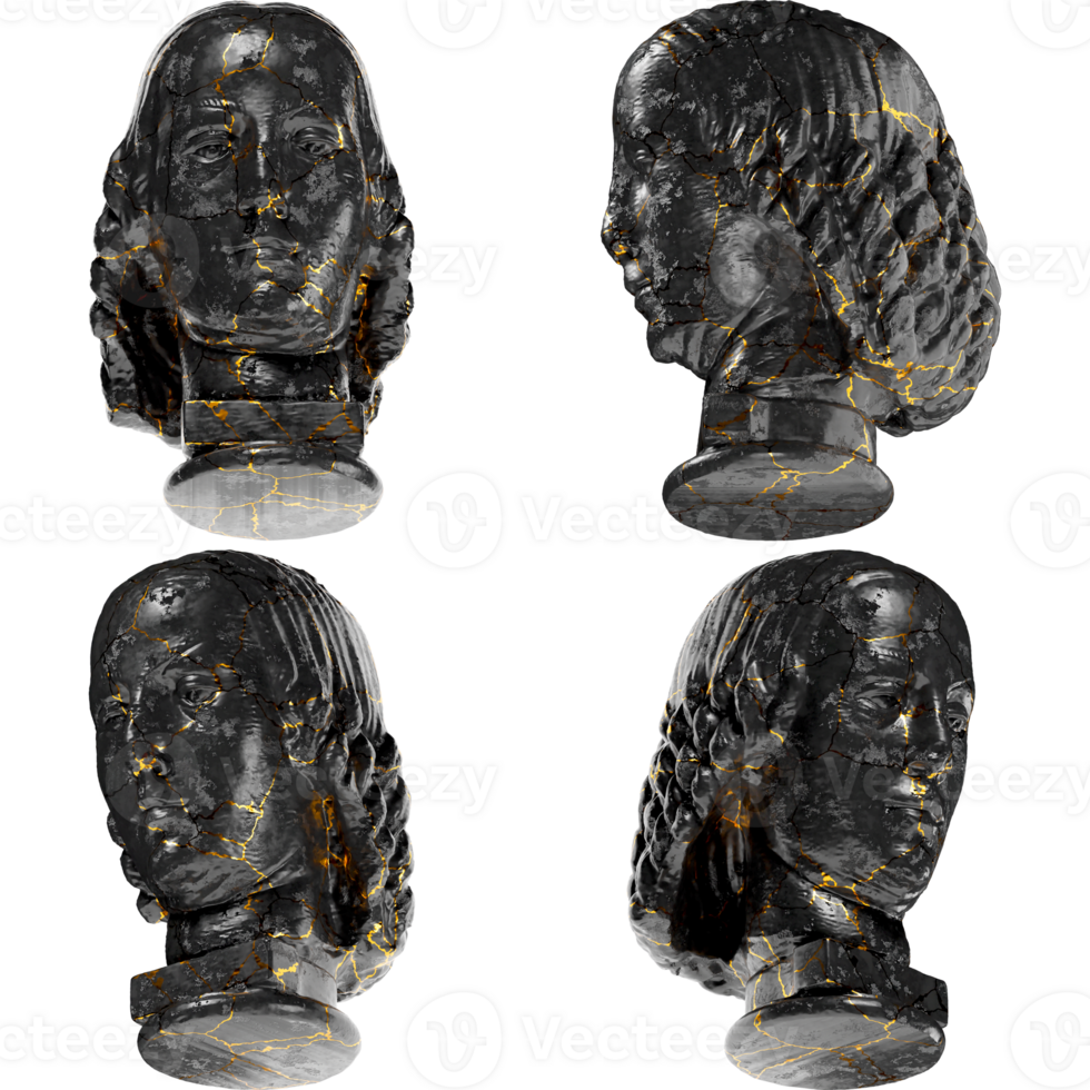 Fragment of a black marble statue Female head. Perfect for graphic design, websites and social media png