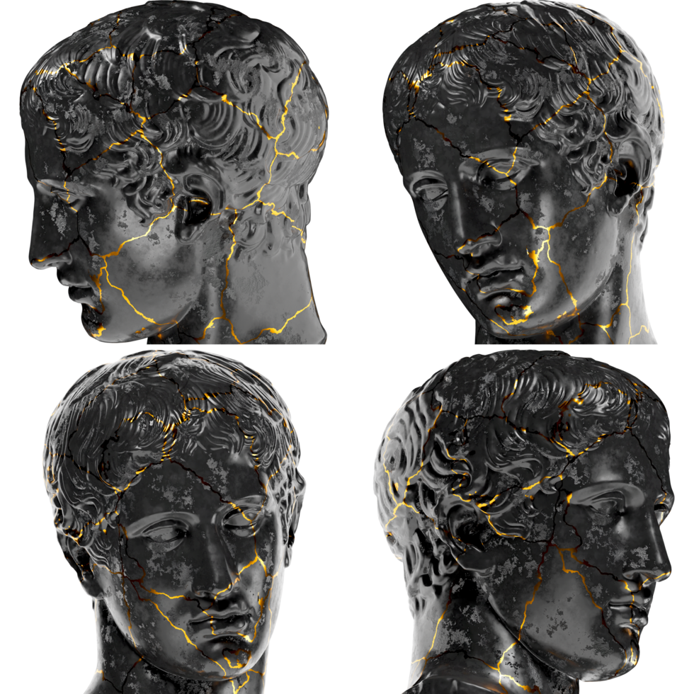 a black marble statue From a statue of Diskoforos. Perfect for graphic