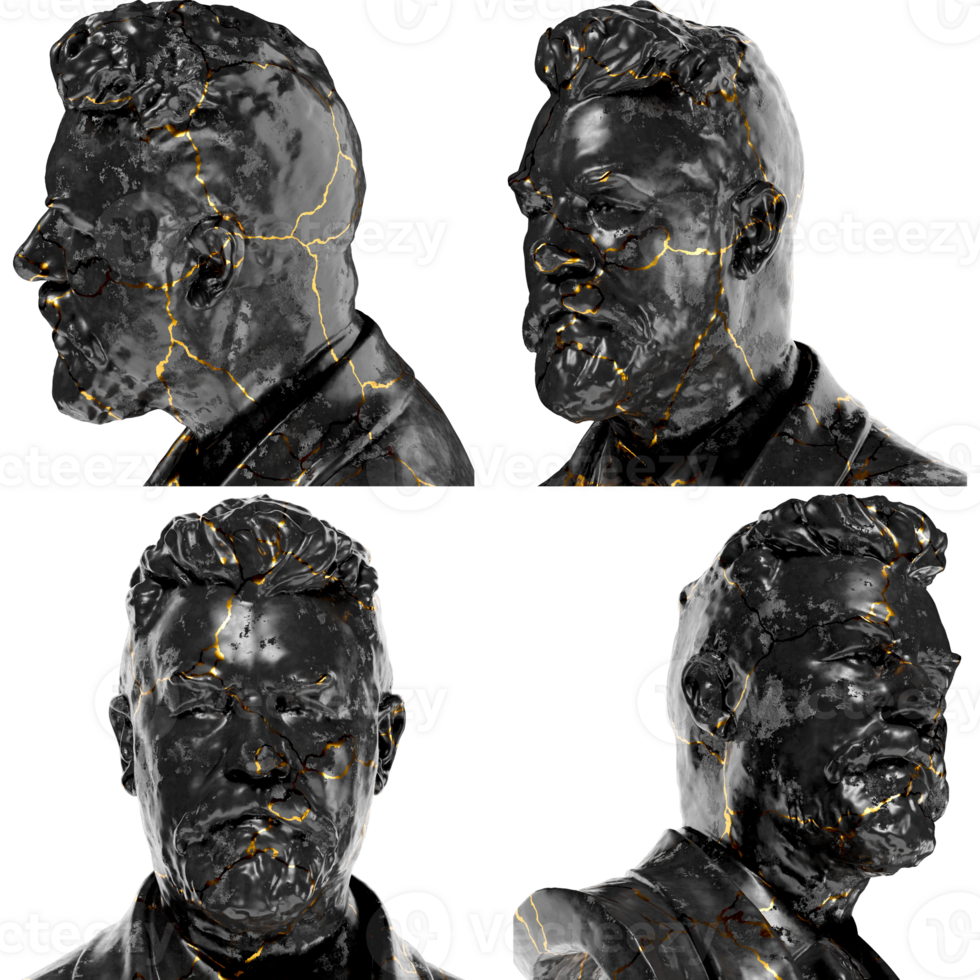 Carl Jacobsen Black glossy marble and gold statue. Perfect for graphic design, promotions png