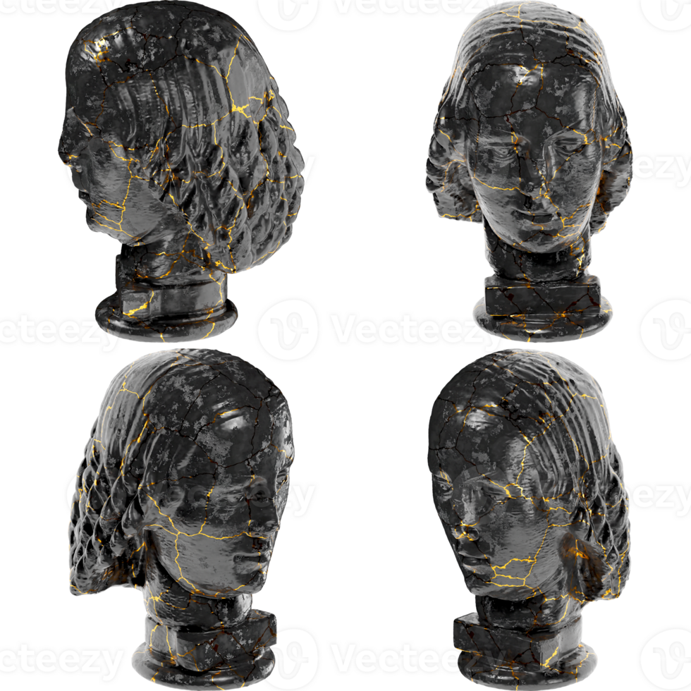 Fragment of a black marble statue Female head. Perfect for graphic design, websites and social media png