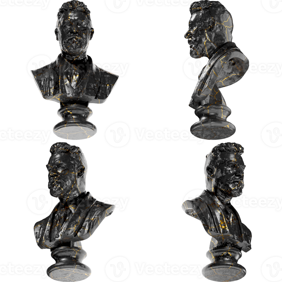 Carl Jacobsen Black glossy marble and gold statue. Perfect for graphic design, promotions png
