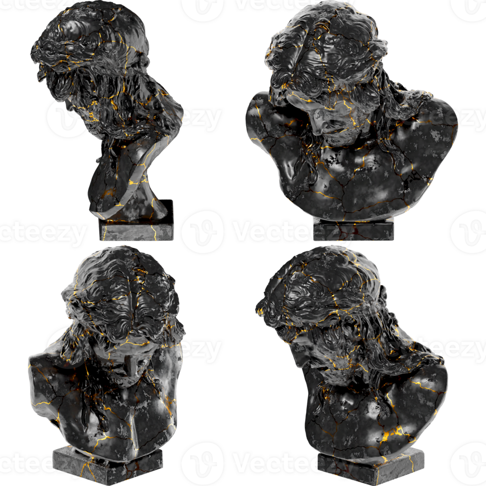 Christ on the Crucifix Black glossy marble and gold statue. for graphic design, religious artwork png