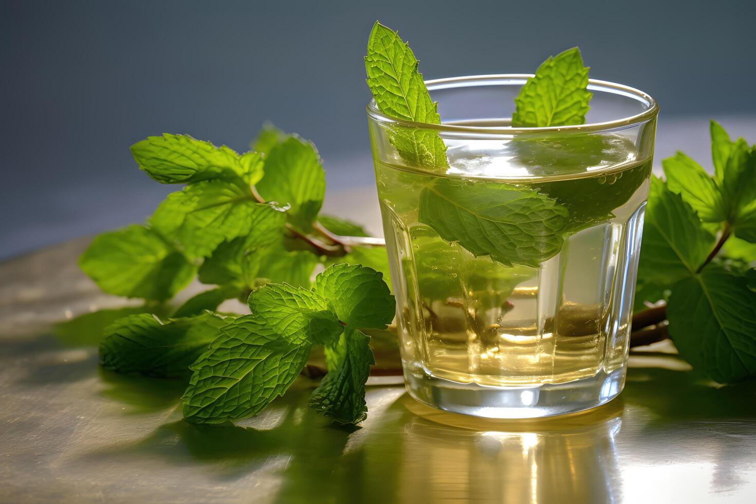 aromatic and refreshing mint tea, photo