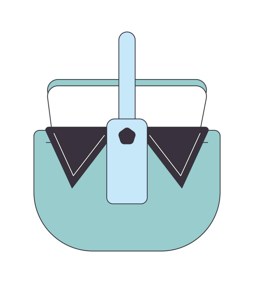 Picnic basket flat line color isolated vector object. Container for food. Lunch storage. Summertime. Editable clipart image on white background. Simple outline cartoon spot illustration for web design