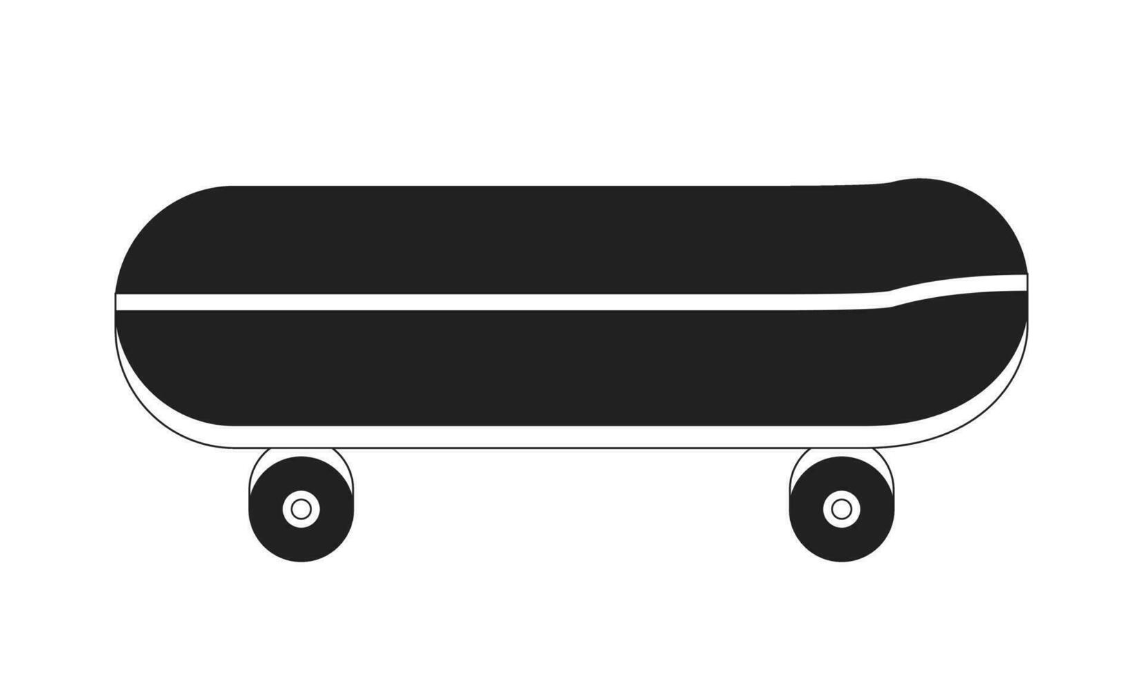 Skateboard monochrome flat vector object. Old school retro skateboarding equipment. Editable black and white thin line icon. Simple cartoon clip art spot illustration for web graphic design