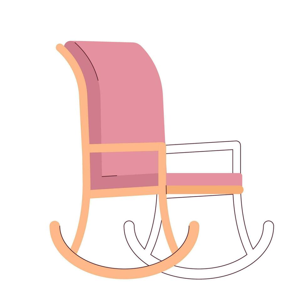 Rocking chair semi flat colour vector object. Wooden swaying porch chair. Comfortable cozy seat. Editable cartoon clip art icon on white background. Simple spot illustration for web graphic design