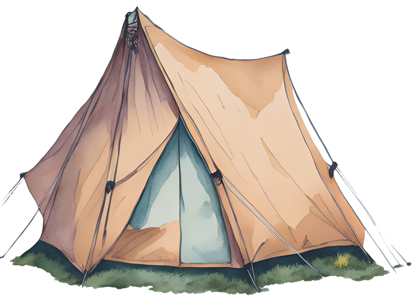 vattenfärg camping tält. ai generativ png