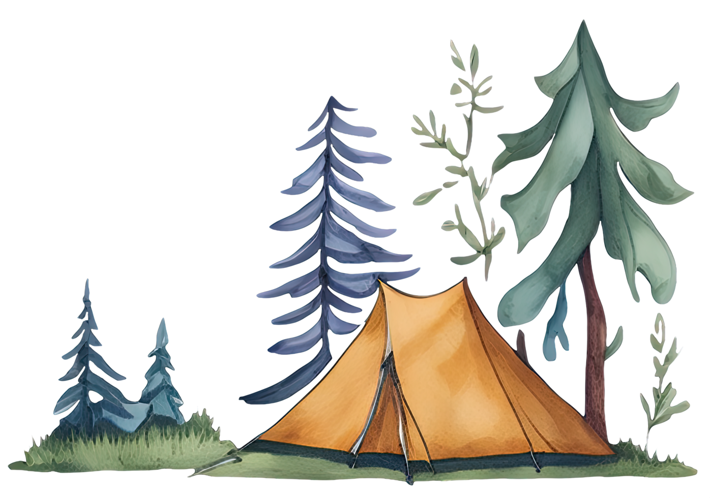 Watercolor camping tent. AI Generative png