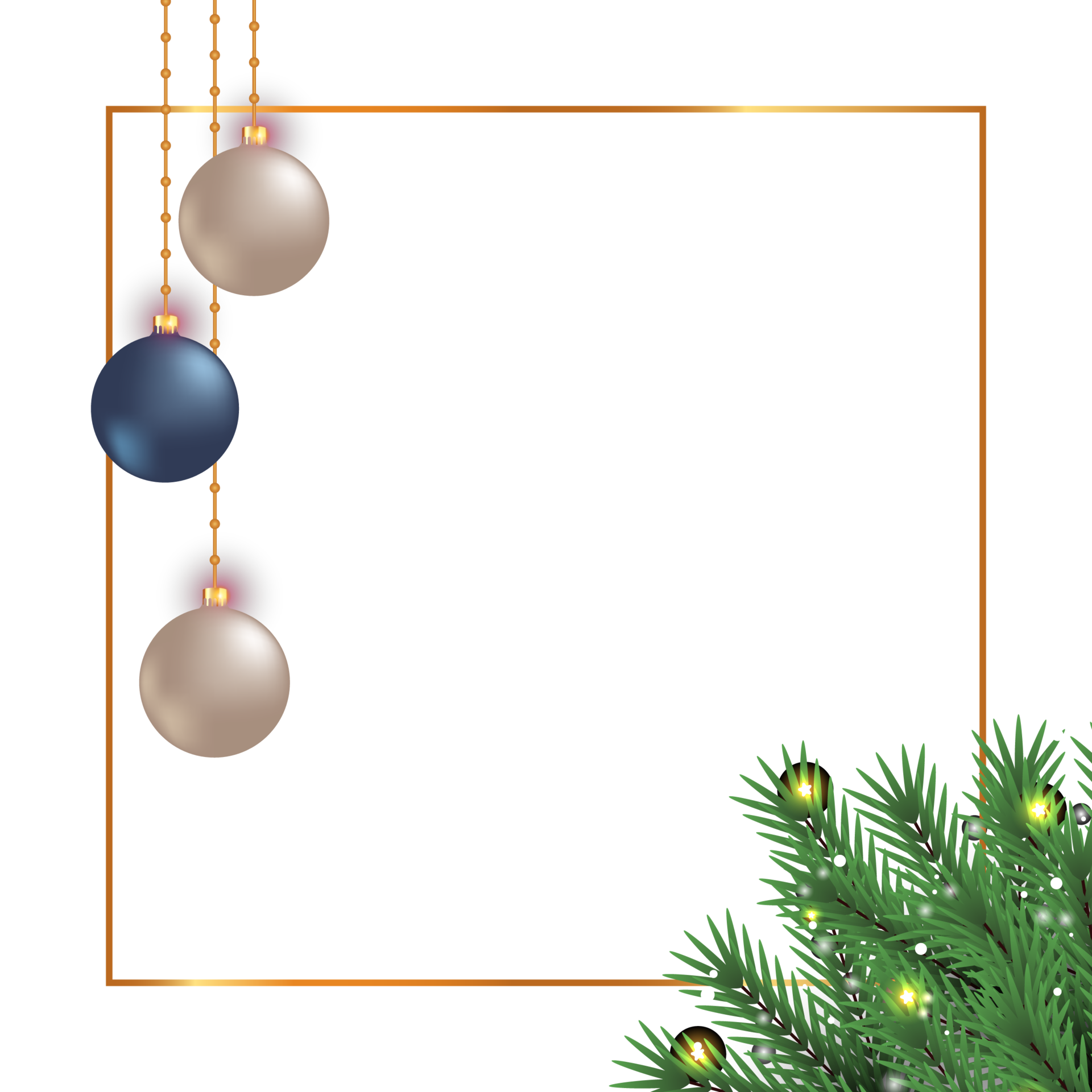Christmas photo frame elements PNG. Transparent background with the