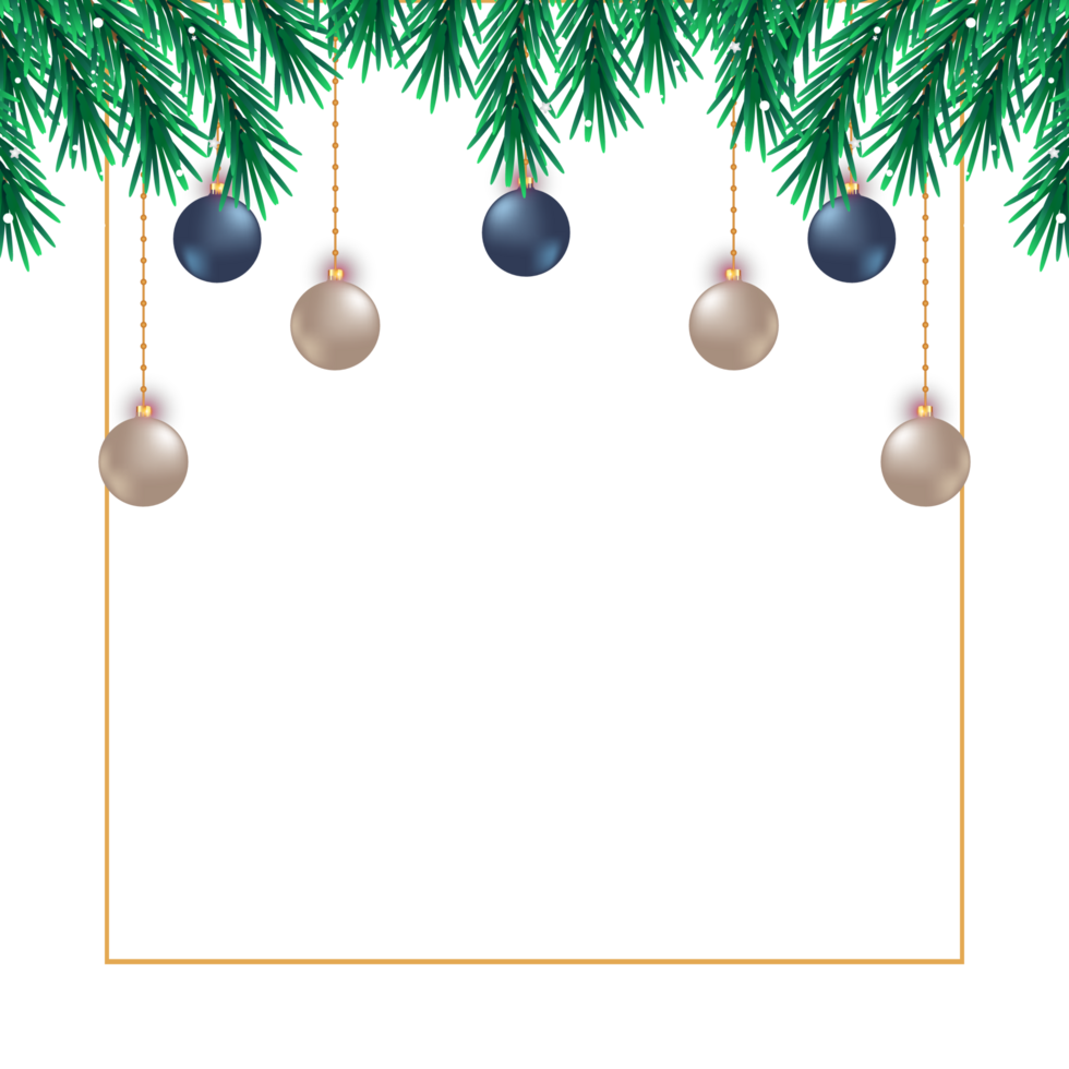 Weihnachten Sozial Medien Banner png mit realistisch Kiefer Blätter. Banner mit Blätter, Weiß Bälle, Blau Bälle. Weihnachten Banner png auf ein transparent Hintergrund. Weihnachten Sozial Medien Post png.