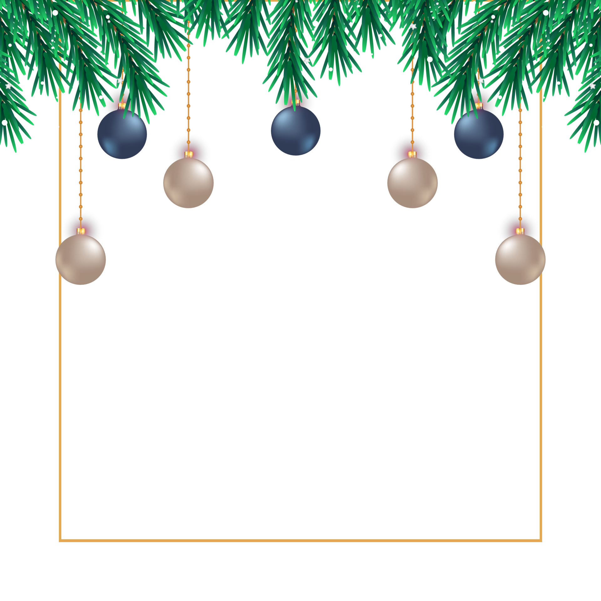 Christmas social media banner PNG with realistic pine leaves. Banner