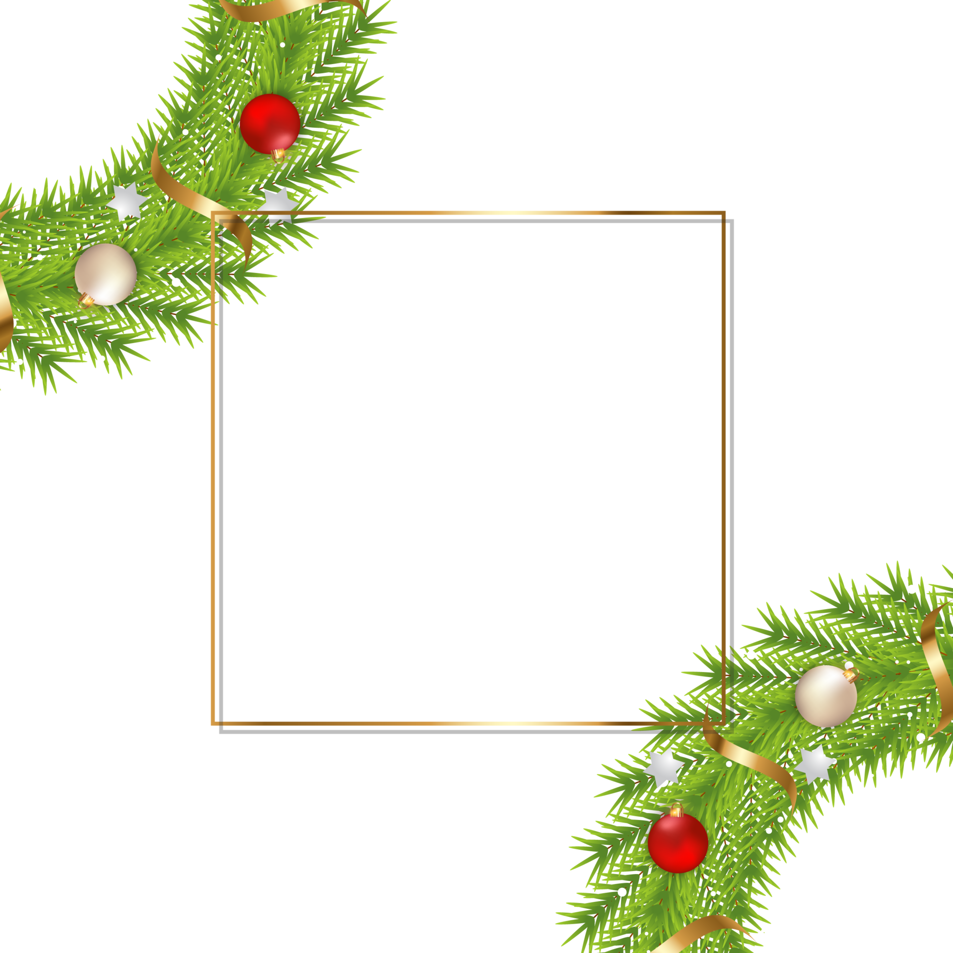 Christmas sales banner PNG with green wreath. Sales banner with wreath