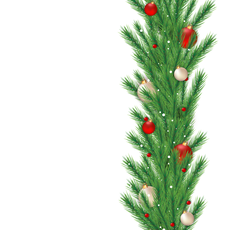 Christmas social media posts on a transparent background with decoration balls and pine tree leaves. Christmas seals banner PNG. png