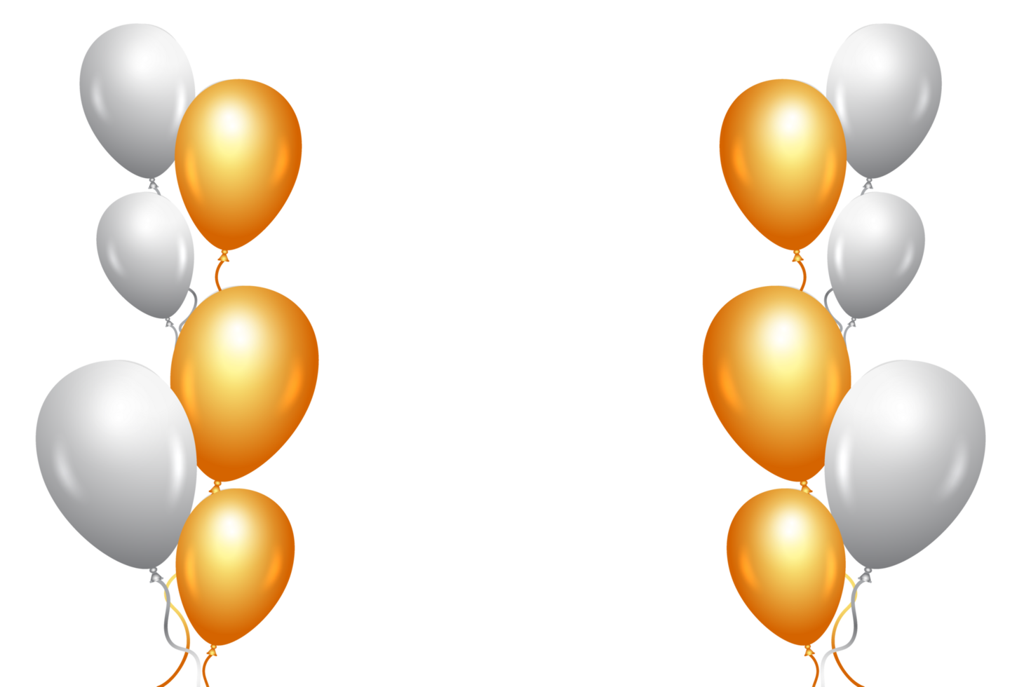 Birthday banner PNG with golden and white balloons. Happy birthday social media banner with balloons and lights. Happy birthday wish with calligraphy. Colorful balloon background, party elements PNG.